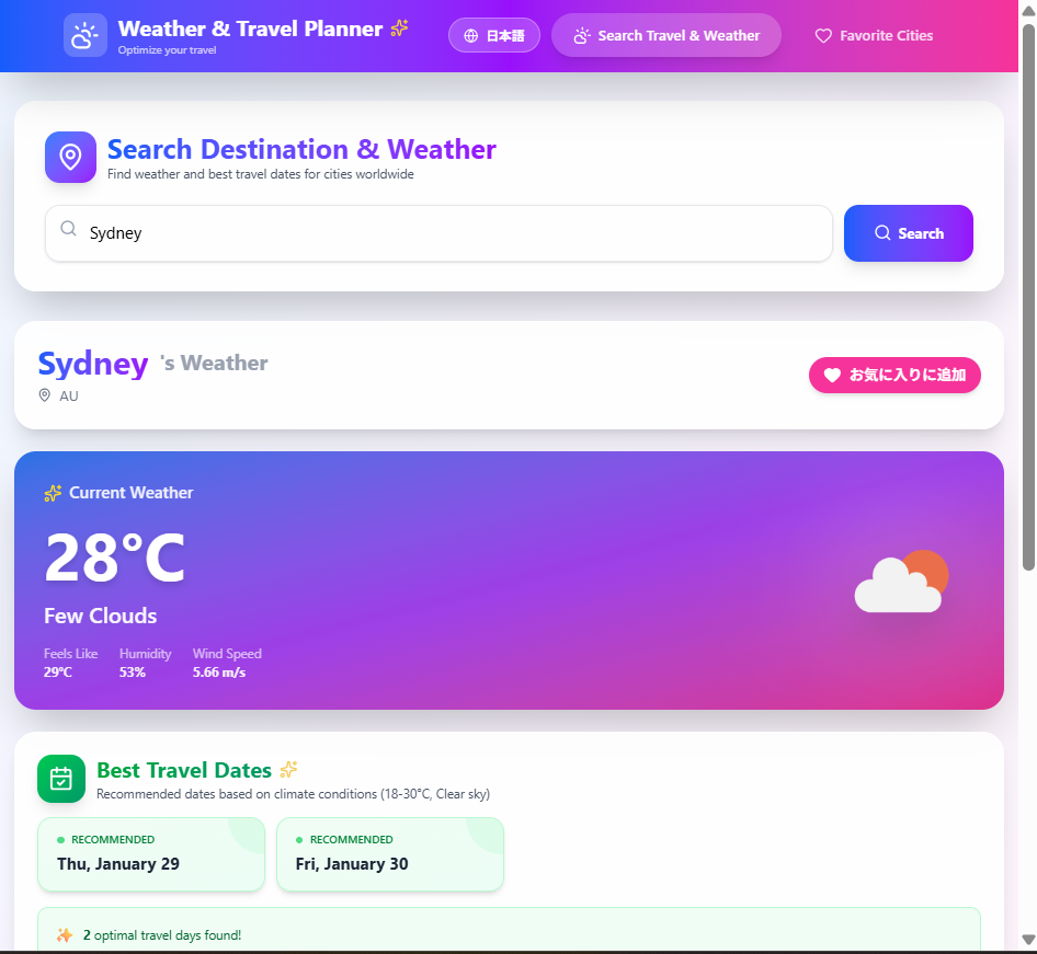 Weather Travel Planner